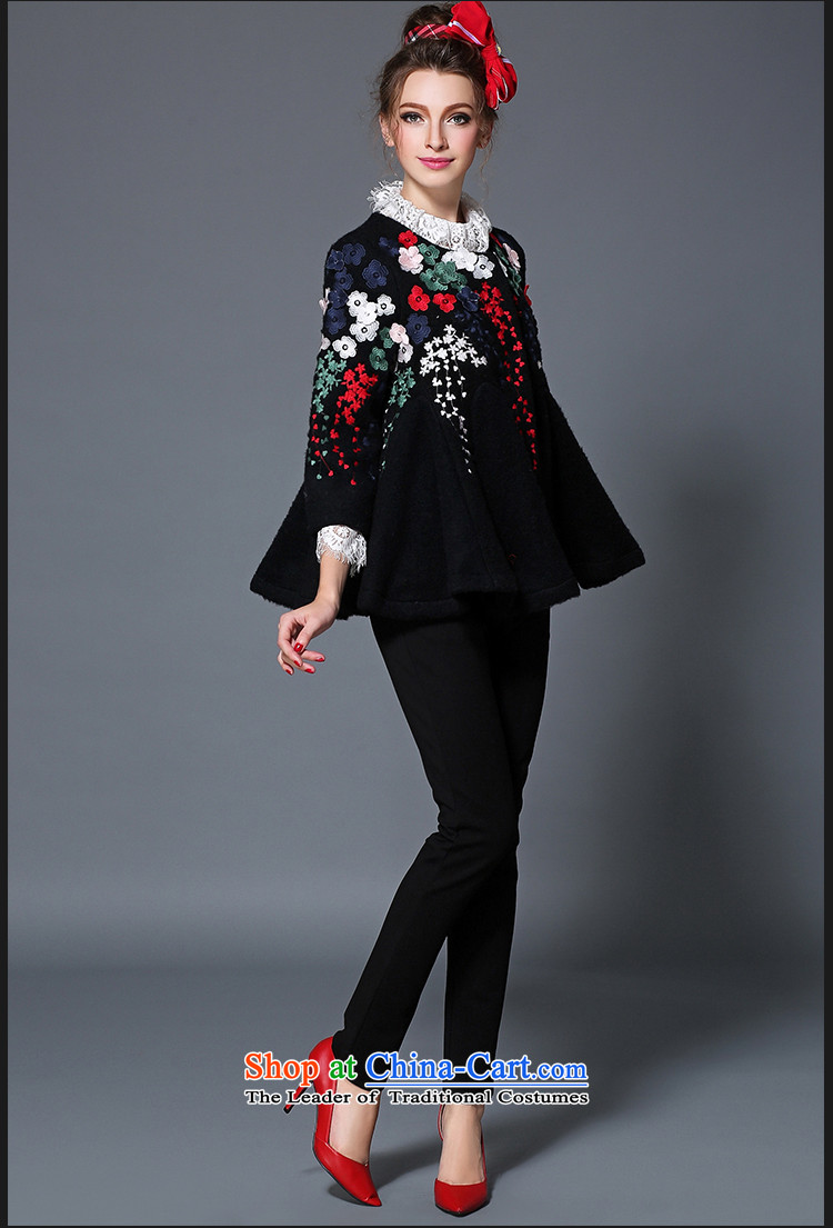 2015 Autumn and winter sea from the new Europe and high-end graphics thin coat embroidered retro loose single row detained wool coat female B1710W? Black M picture, prices, brand platters! The elections are supplied in the national character of distribution, so action, buy now enjoy more preferential! As soon as possible.