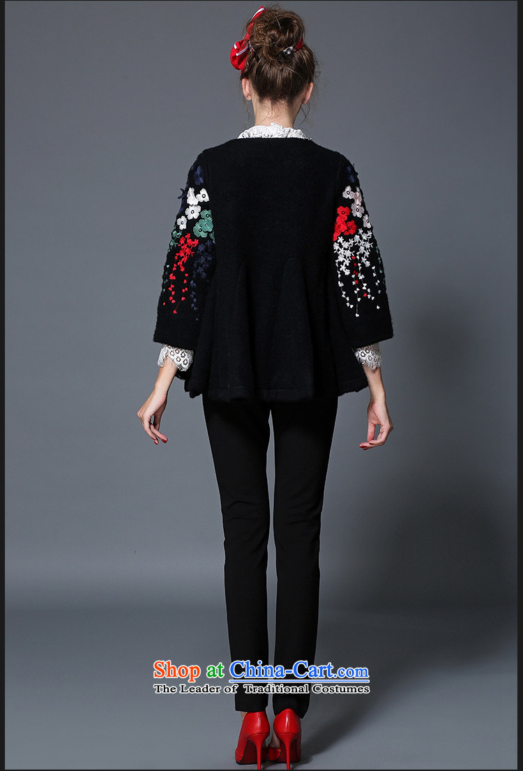 2015 Autumn and winter sea from the new Europe and high-end graphics thin coat embroidered retro loose single row detained wool coat female B1710W? Black M picture, prices, brand platters! The elections are supplied in the national character of distribution, so action, buy now enjoy more preferential! As soon as possible.