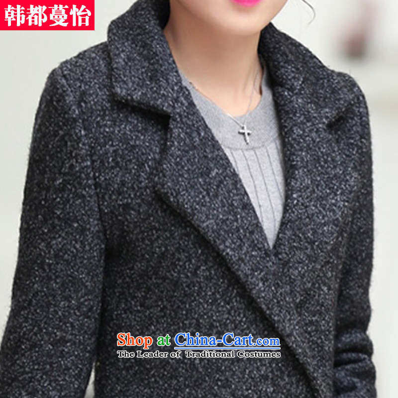 Korea has Overgrown Tomb Selina Chow autumn and winter 2015 new Korean version of gross?   to female coats? 5909 gross jacket black with gray , L, Korea is Overgrown Tomb Selina Chow shopping on the Internet has been pressed.