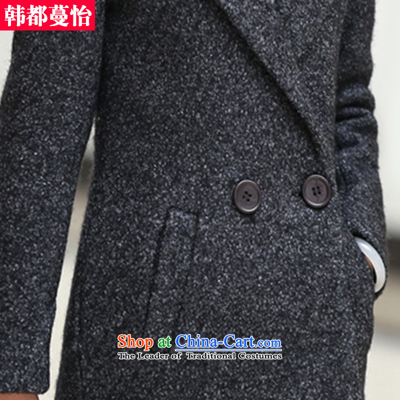 Korea has Overgrown Tomb Selina Chow autumn and winter 2015 new Korean version of gross?   to female coats? 5909 gross jacket black with gray , L, Korea is Overgrown Tomb Selina Chow shopping on the Internet has been pressed.