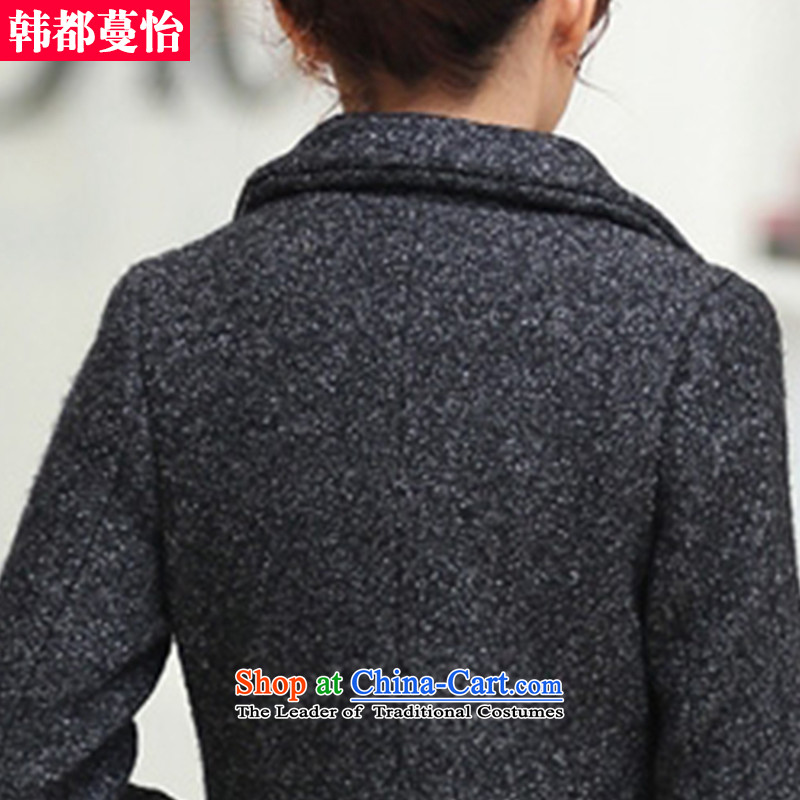 Korea has Overgrown Tomb Selina Chow autumn and winter 2015 new Korean version of gross?   to female coats? 5909 gross jacket black with gray , L, Korea is Overgrown Tomb Selina Chow shopping on the Internet has been pressed.