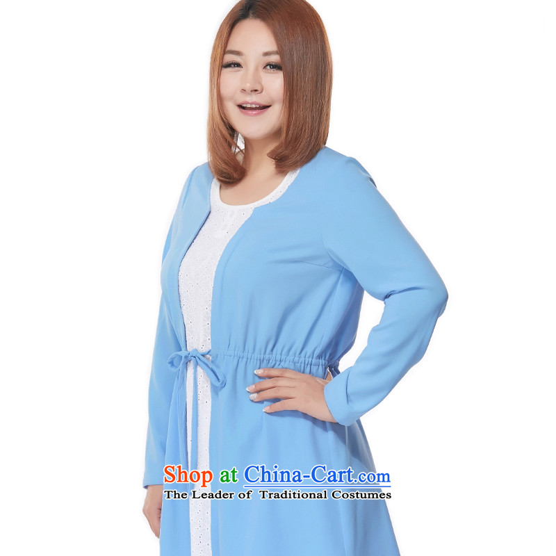 New Load autumn msshe2015 round-neck collar lace stitching larger women in mm thick long skirt the pre-sale of 2,796 blue shirt 5XL- pre-sale to 12.10, the Ms Susan Carroll, Selina Chow (MSSHE),,, shopping on the Internet