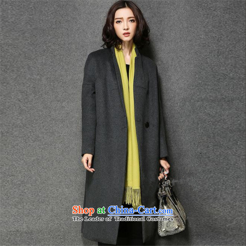 Music CD's temperament over knee 2015 gross coats in female long? jacket, Side Marker-straight larger wool a winter gray XL, Lok Elsevier , , , shopping on the Internet