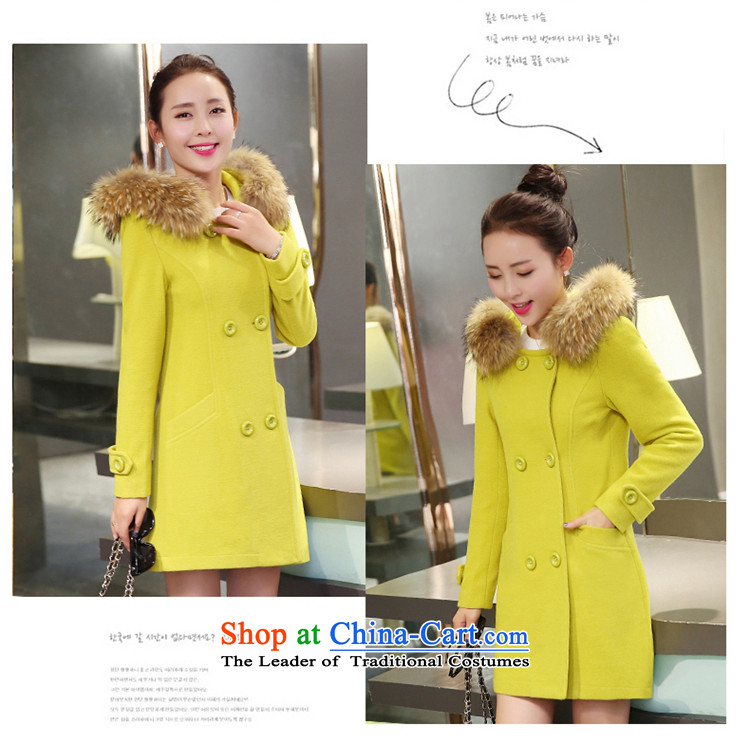 Sin has 2015 winter new Korean version of large numbers of ladies in gross? jacket long hair collar cap Sau San a wool coat Fluorescent Green plus cotton waffle  S picture, prices, brand platters! The elections are supplied in the national character of distribution, so action, buy now enjoy more preferential! As soon as possible.