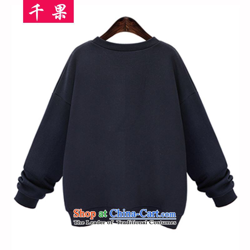 Thousands of fruit 200 catties 2015 new to increase women's code thick MM long-sleeved T-ponies load autumn 桖 shirt thick sister sweater jacket 1.64 blue 5XL, QIANGUO fruit (thousands) , , , shopping on the Internet