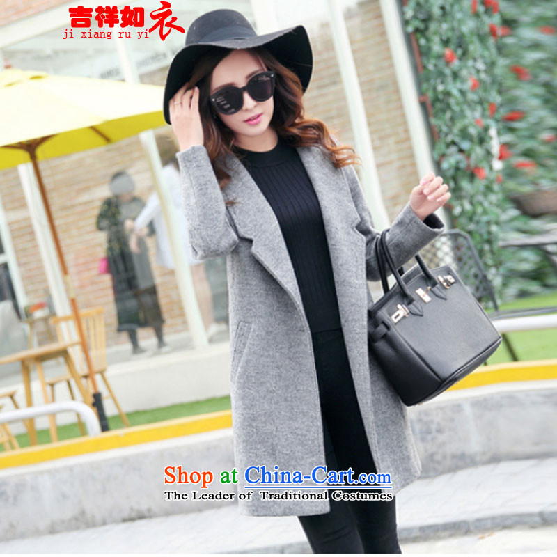 As clothing and auspicious 2015 autumn and winter new Korean fashion wool coat?? jacket female?8178A gross?Gray L