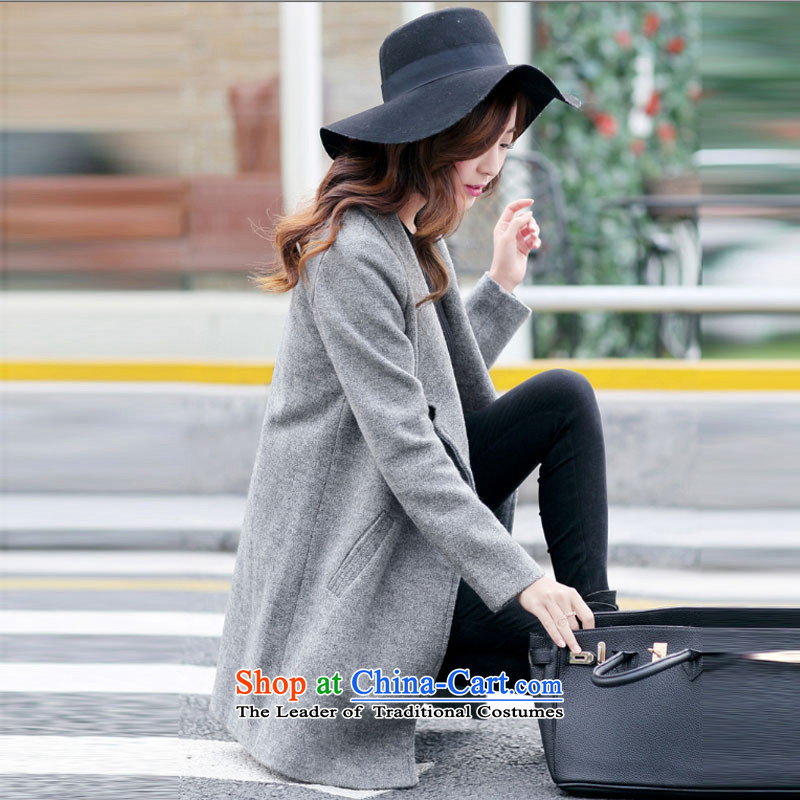 As clothing and auspicious 2015 autumn and winter new Korean fashion wool coat?? jacket female 8178A gross gray. L, auspicious as clothing (JIXIANGRUYI) , , , shopping on the Internet