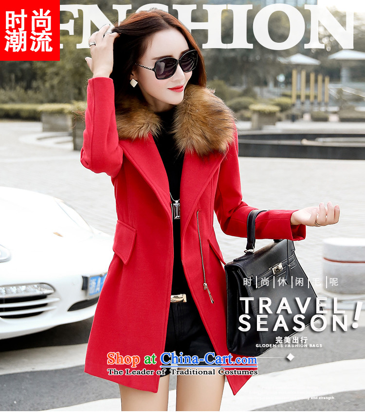 Country boundary gross? 2015 autumn and winter coats girl with the new Korean fashion, long wool coat female Red? L picture, prices, brand platters! The elections are supplied in the national character of distribution, so action, buy now enjoy more preferential! As soon as possible.