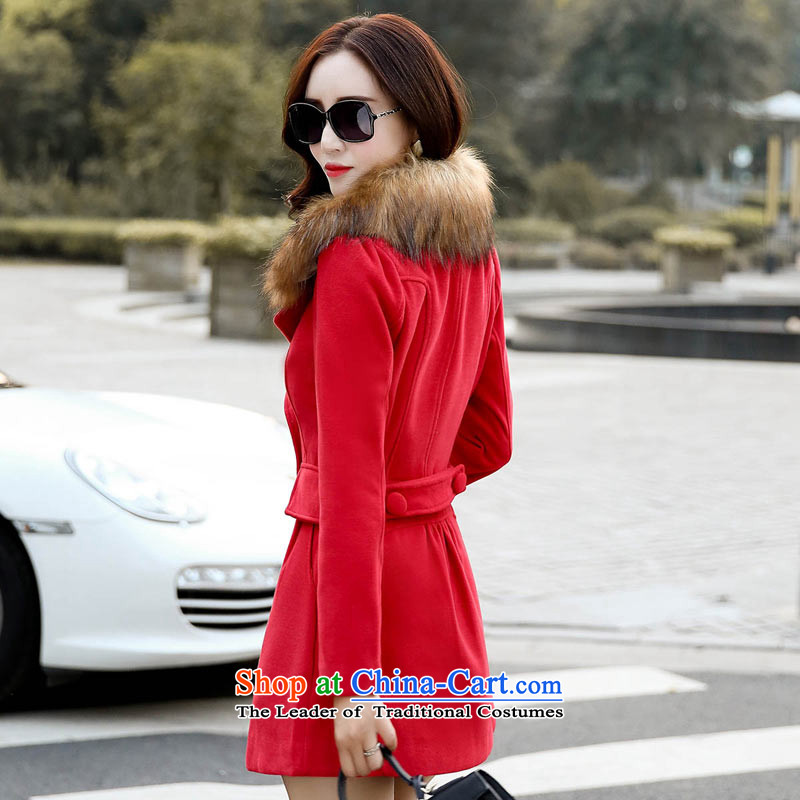 Country boundary gross? 2015 autumn and winter coats girl with the new Korean fashion, long wool coat female red L? Country boundary (BIEJING) , , , shopping on the Internet