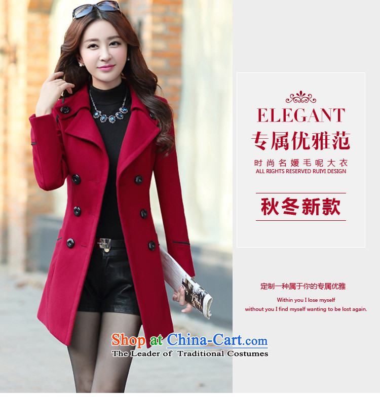 The autumn and winter new Korean version of wild double-video thin large thick hair? tether overcoat women 8858 wine red XXXL picture, prices, brand platters! The elections are supplied in the national character of distribution, so action, buy now enjoy more preferential! As soon as possible.