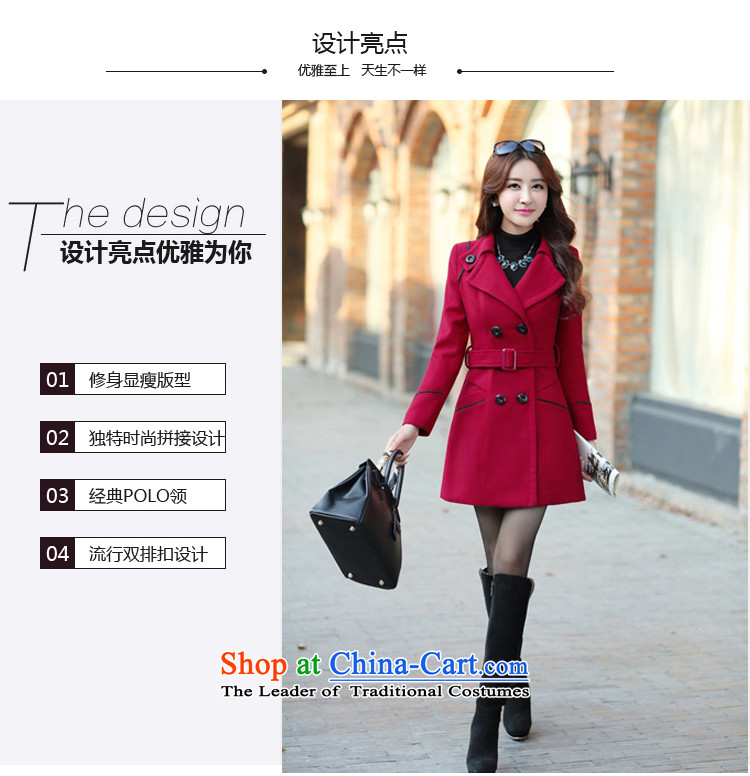 The autumn and winter new Korean version of wild double-video thin large thick hair? tether overcoat women 8858 wine red XXXL picture, prices, brand platters! The elections are supplied in the national character of distribution, so action, buy now enjoy more preferential! As soon as possible.