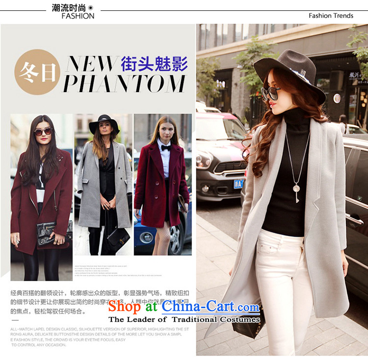 The angel of the 2015 autumn and winter new pure color long-sleeved jacket girl in gross? long version of large Korean lapel coats female a wool coat jacket gray M picture, prices, brand platters! The elections are supplied in the national character of distribution, so action, buy now enjoy more preferential! As soon as possible.