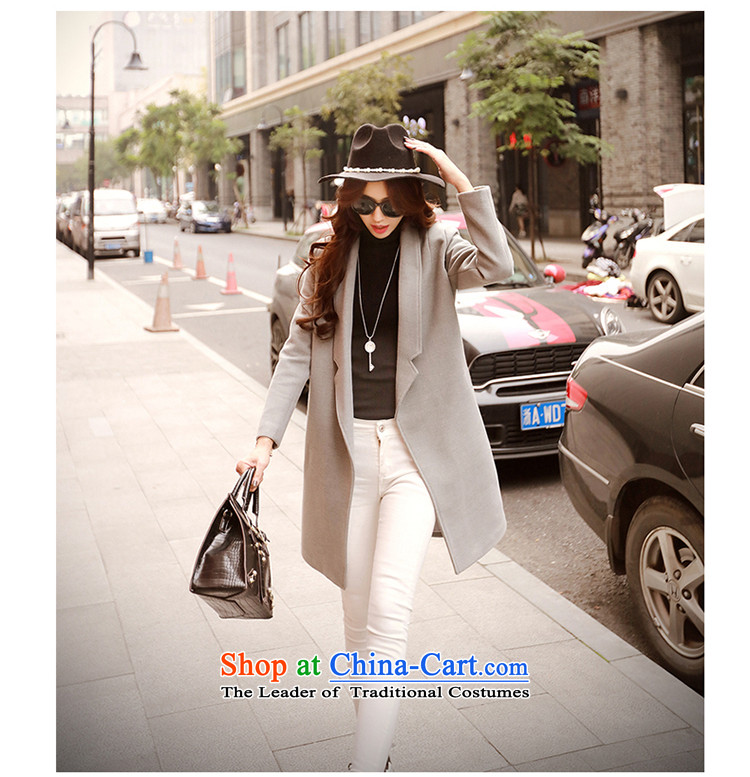 The angel of the 2015 autumn and winter new pure color long-sleeved jacket girl in gross? long version of large Korean lapel coats female a wool coat jacket gray M picture, prices, brand platters! The elections are supplied in the national character of distribution, so action, buy now enjoy more preferential! As soon as possible.