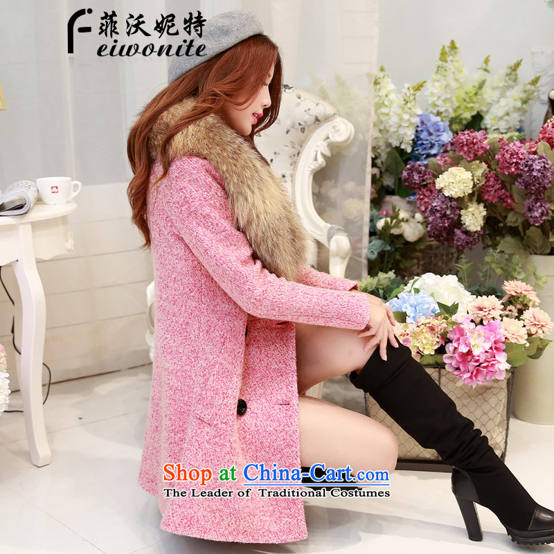 Red States, Mao jacket? female 2015 autumn and winter in new women's long Korean Sau San removable for gross double-pink coat?L