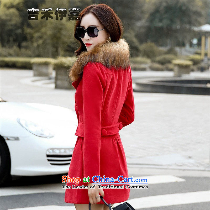 Gil Wo Ika gross? Women 2015 winter coats new large Korean Sau San Wild hair for long a wool coat, red , L, Gil Wo Ika shopping on the Internet has been pressed.
