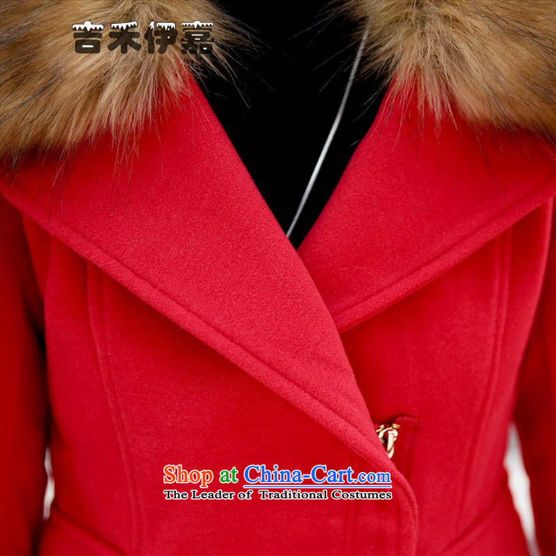 Gil Wo Ika gross? Women 2015 winter coats new large Korean Sau San Wild hair for long a wool coat, red , L, Gil Wo Ika shopping on the Internet has been pressed.