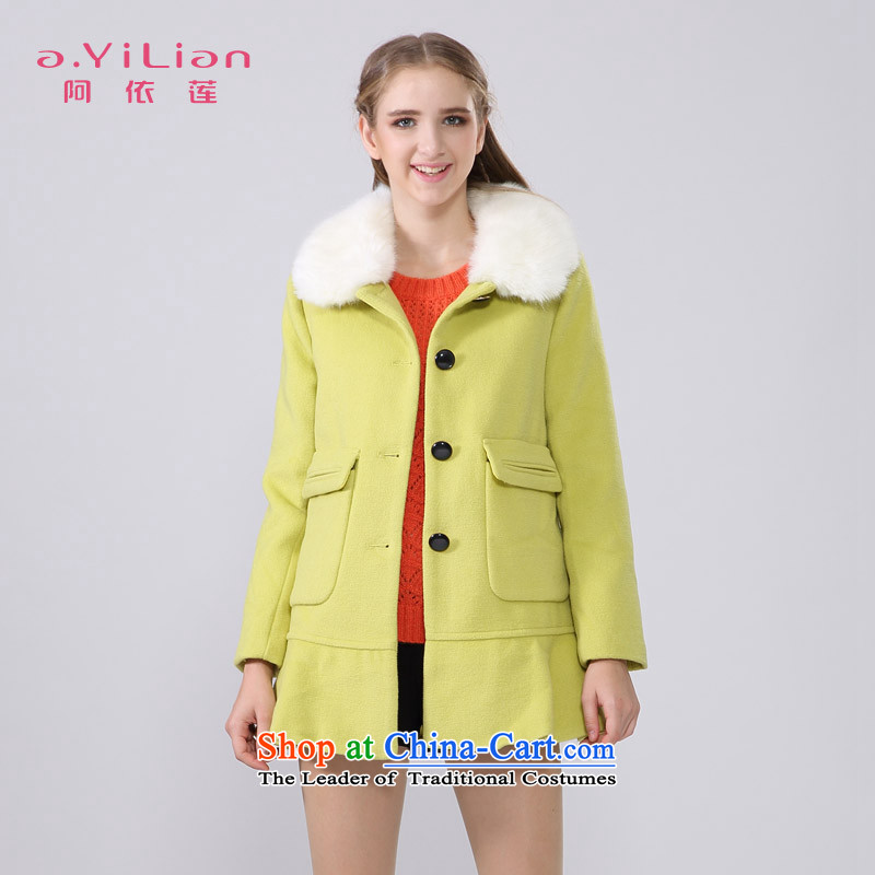 A yi wu 2015 winter clothing new single row detained overalls for direct as hundreds nagymaros ground jacket billowy flounces a wool coat CA44197253 acid-huangM
