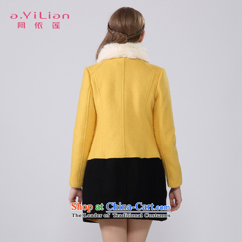 Aida 2015 Winter New Lin is simple and stylish a wool coat knocked color stitching graphics slender gross CA44197418 jacket? turmeric , L, Aida Lin (A.YILIAN) , , , shopping on the Internet