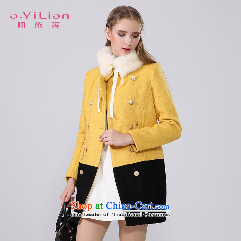 Aida 2015 Winter New Lin is simple and stylish a wool coat knocked color stitching graphics slender gross CA44197418 jacket? turmeric , L, Aida Lin (A.YILIAN) , , , shopping on the Internet