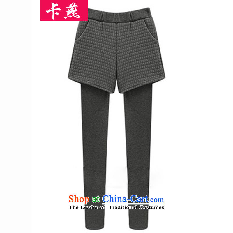 Yan 2015 autumn and winter card to increase women's code thick MM VIDEO Plus thin lint-free two shorts leave thick outer wearing trousers, forming the castor 6 289 gray 5XL trousers