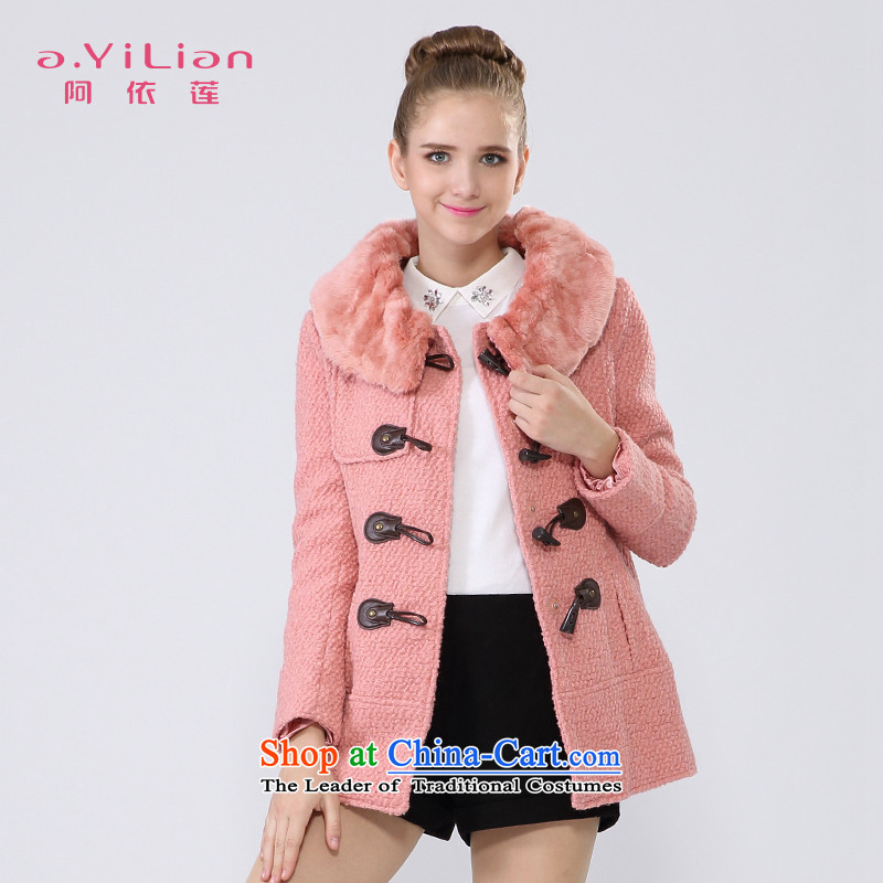 A yi wu 2015 New Nagymaros collar horns detained breathable warm wool a wool coat minimalist dolls CH24157367 Neck Jacket Gray Pink S