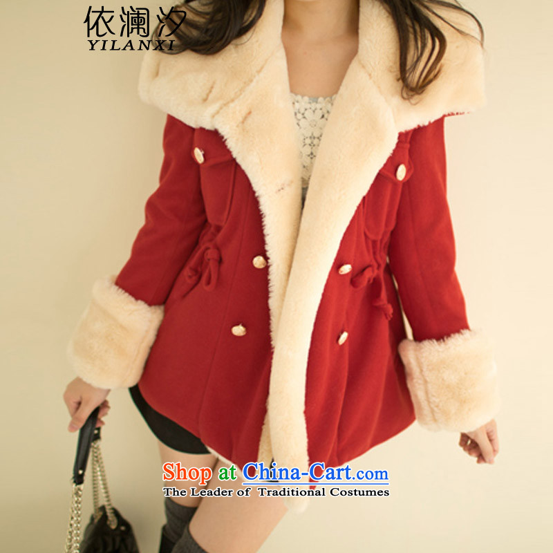 2015 Fall_Winter Collections new Korean gross?   Graphics thin coat of double-Preppy gross a jacket plus cotton 610 red?XL116-125 catty
