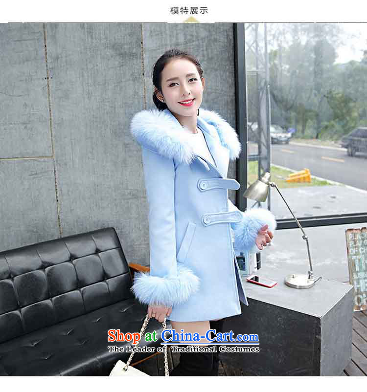 Wooden Geun-hye thin solid color graphics Sau San for long-Nagymaros gross coats female type 8618 skyblue? M/160(84A) picture, prices, brand platters! The elections are supplied in the national character of distribution, so action, buy now enjoy more preferential! As soon as possible.