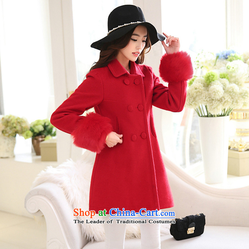 The law was the women's qi 2015 winter new Korean Sau San Foutune of double-long coats gross? female wool a wool coat large stylish coat autumn and winter , Mr. Qi Law Pink (fash-modi Manasseh) , , , shopping on the Internet