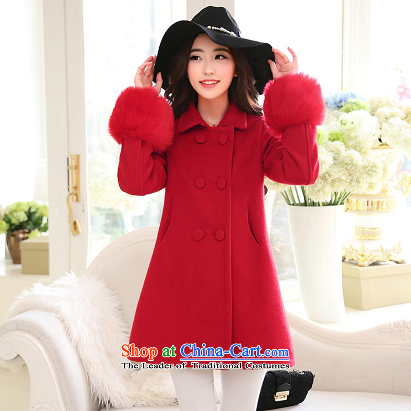 The law was the women's qi 2015 winter new Korean Sau San Foutune of double-long coats gross? female wool a wool coat large stylish coat autumn and winter , Mr. Qi Law Pink (fash-modi Manasseh) , , , shopping on the Internet
