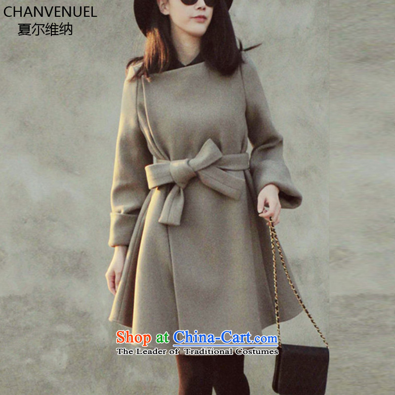 _d Sharma, Korean female jacket? 2015 wool autumn and winter New Sau San video thin foutune tether strap over the medium to longer term, a wool coat female grayM