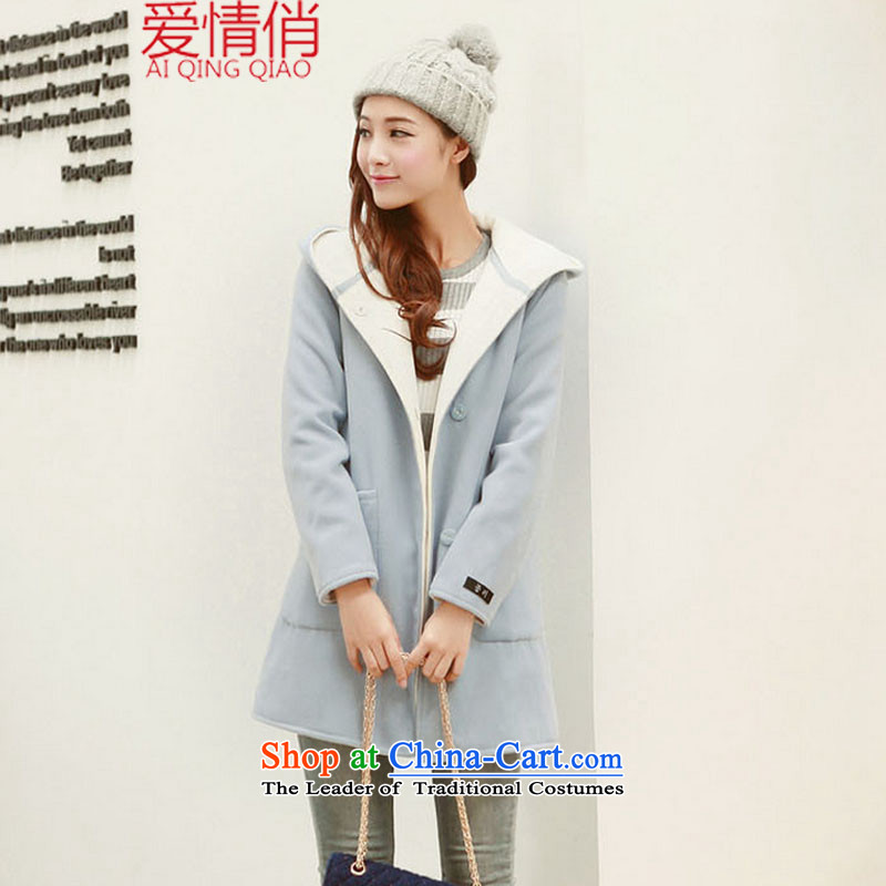Love Is 2015 autumn and winter new stylish Korean version of pregnant women with a wool coat thick with cap #9030 pink jacket? love to AI XL, QING QIAO) , , , shopping on the Internet