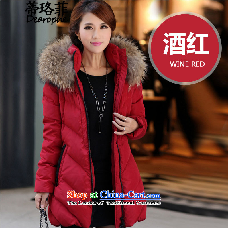 Judy 2015, Tibor Fall_Winter Collections new Korean women's large thick cotton clothes in Long Hoodie Sau San wine red L