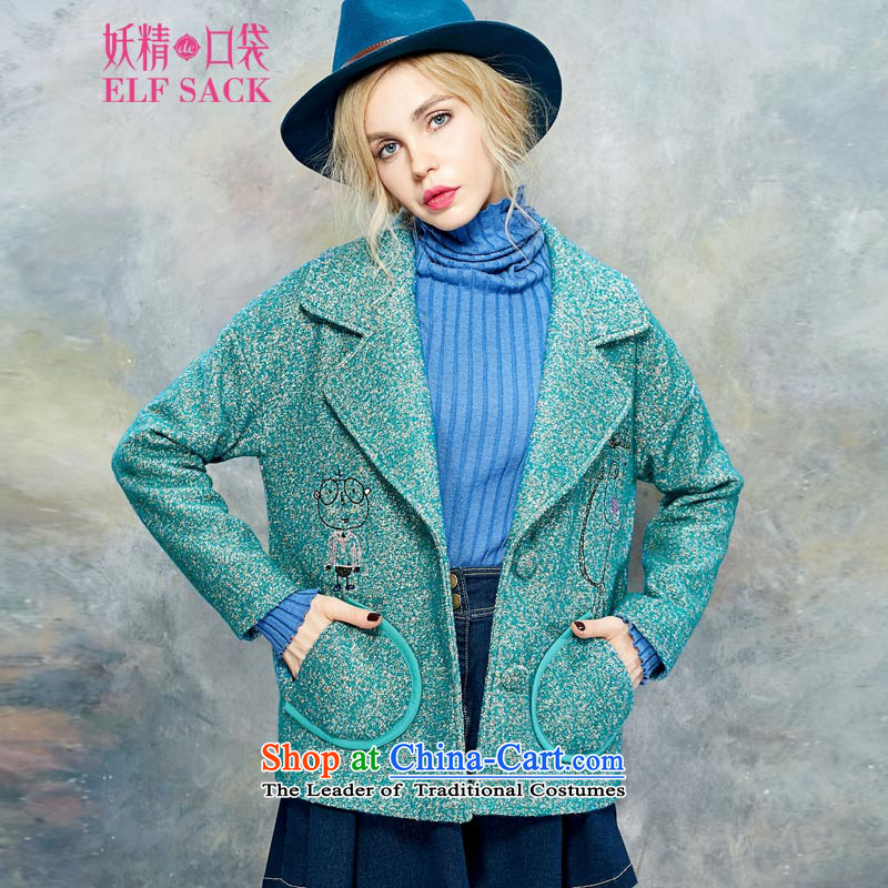 The pockets of witch gross? The?New 2015 pub for winter female retro lapel stylish Western liberal embroidery? jacket?1542190 gross?Paock Green?2XL