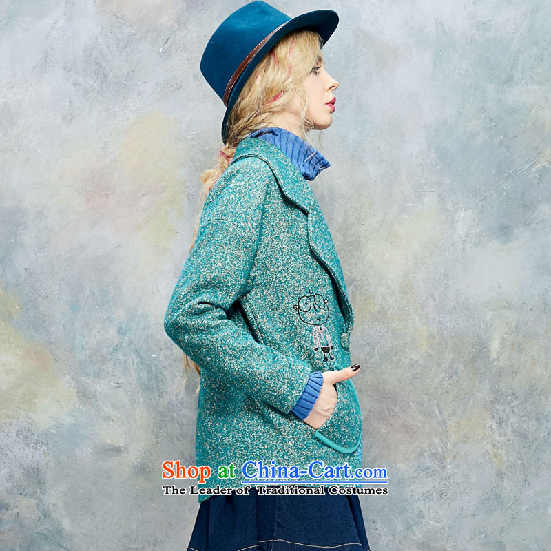 The pockets of witch gross? The New 2015 pub for winter female retro lapel stylish Western liberal embroidery? jacket 1542190 gross  2XL, Paock Green fairy pocket shopping on the Internet has been pressed.
