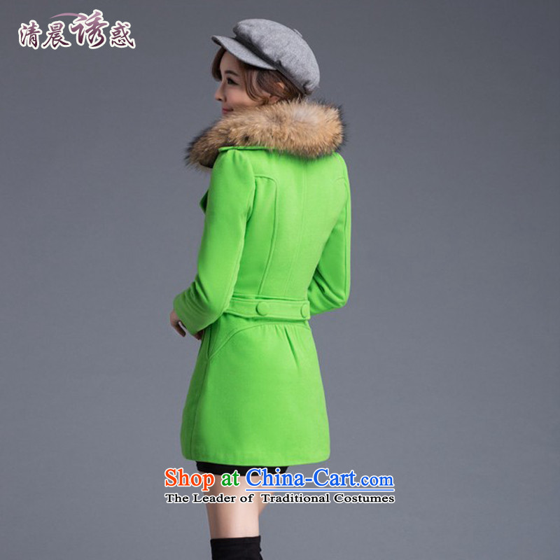 In the early morning of long-sleeved jacket is a temptation Gross Gross coats female Korean? In Long Sau San Korea a wool coat thick autumn and winter female ZYQ1020 XXL, yellow (qingchenyouhuo temptation in the early morning of shopping on the Internet h