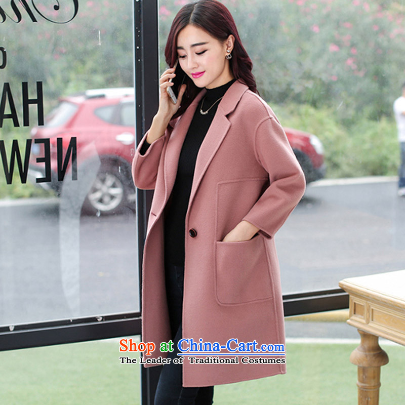 The law was the women's qi 2015 winter new Korean version of Sau San for long lap Gross Gross female wool coat? a wool coat large stylish coat autumn and winter pink without gross for the Law of the M (Manasseh Mr. Qi fash-modi) , , , shopping on the Inte