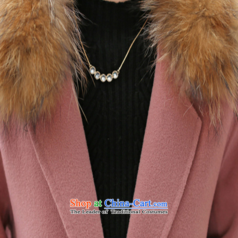 The law was the women's qi 2015 winter new Korean version of Sau San for long lap Gross Gross female wool coat? a wool coat large stylish coat autumn and winter pink without gross for the Law of the M (Manasseh Mr. Qi fash-modi) , , , shopping on the Inte