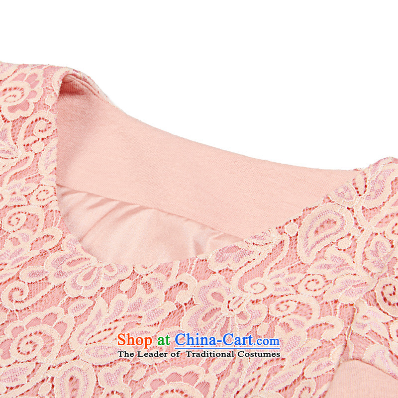Hazel Western winter clothing dresses female Sau San larger female round-neck collar lace stitching forming the wool skirt pink 4XL, hazel (yartcs) , , , shopping on the Internet