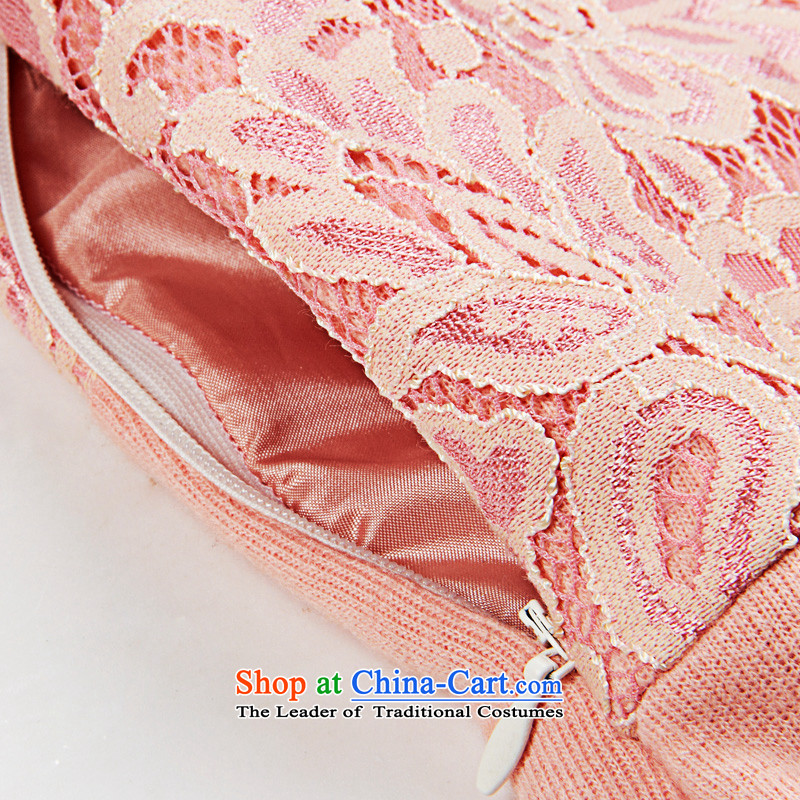 Hazel Western winter clothing dresses female Sau San larger female round-neck collar lace stitching forming the wool skirt pink 4XL, hazel (yartcs) , , , shopping on the Internet