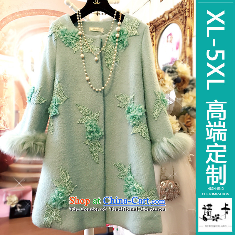 Nokka gross coats female Korean? jacket women 2015 autumn and winter, thick mm fall to intensify the boxed long hair? coat thickness light green XXL,NEWCOMERLAND,,, shopping on the Internet