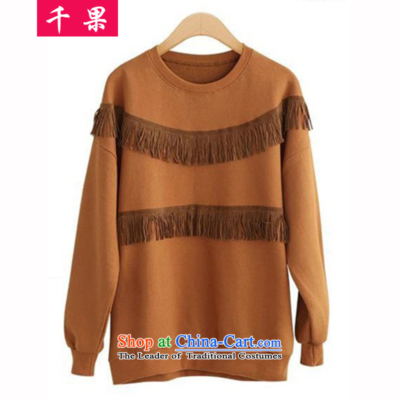 The results of the 2015 autumn and winter new larger women wear shirts thick mm long-sleeved stream boxed autumn su shirt to intensify the thick sister sweater in black 4XL, loose thousands of fruit (QIANGUO shopping on the Internet has been pressed.)