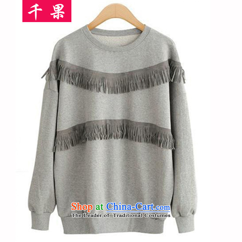 The results of the 2015 autumn and winter new larger women wear shirts thick mm long-sleeved stream boxed autumn su shirt to intensify the thick sister sweater in black 4XL, loose thousands of fruit (QIANGUO shopping on the Internet has been pressed.)