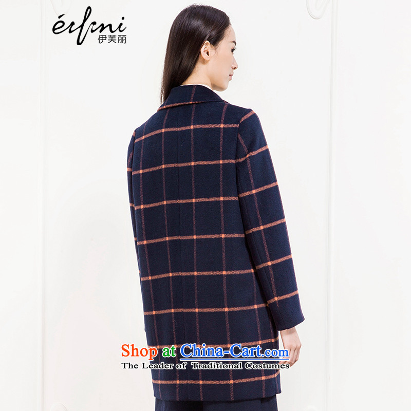 Of the 2015 winter clothing new Lai Plaid in Long Hair Girl woolen coats?? 6581117871 coats of navy blue M Lai (eifini) , , , shopping on the Internet
