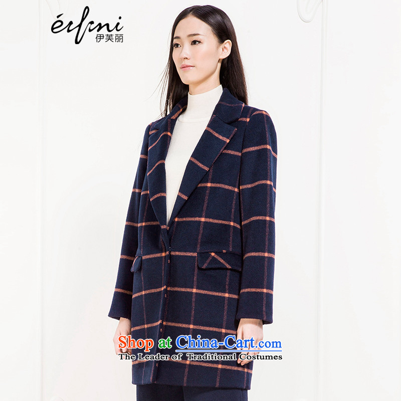 Of the 2015 winter clothing new Lai Plaid in Long Hair Girl woolen coats?? 6581117871 coats of navy blue M Lai (eifini) , , , shopping on the Internet