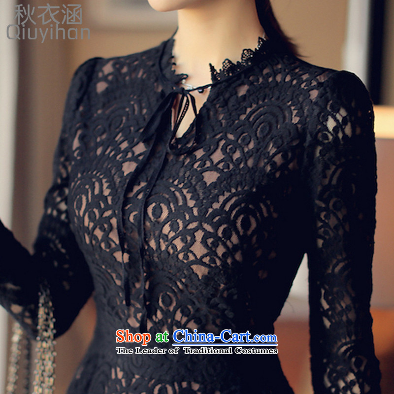 Adam Cheng Yi covered by the 2015 Fall/Winter Collections of new large Korean Sau San engraving sexy elegant lace large forming the Netherlands dresses female black M autumn 5010 Yi covered by , , , shopping on the Internet
