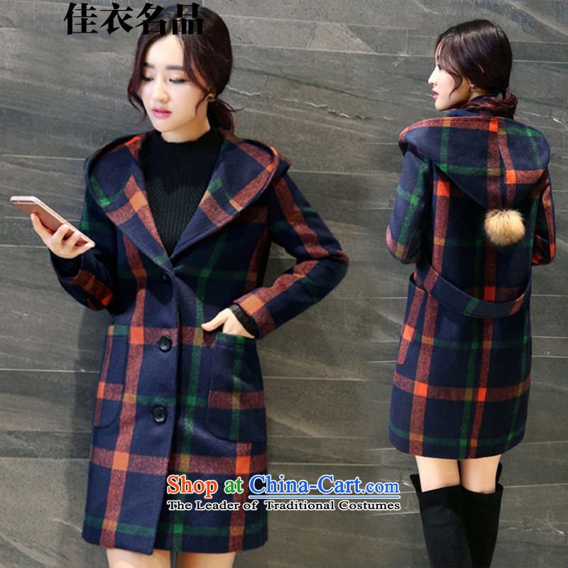 Better, Yi  2015 autumn and winter new products college in style long hair? jacket W8559 red and yellow grid XXL, better Yi, , , , shopping on the Internet
