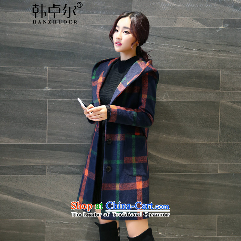 Korea's 2015 autumn and winter New England Preppy cap latticed X4086 gross? jacket RED M lane raining , , , shopping on the Internet