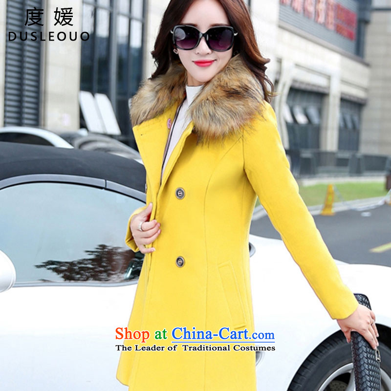 Barbie Xu 2015 gross is degrees in coats of autumn and winter load new Korean version of long-Nagymaros for Sau San a wool coat navy XXL, DUSLEOUO Yuan (degrees) , , , shopping on the Internet