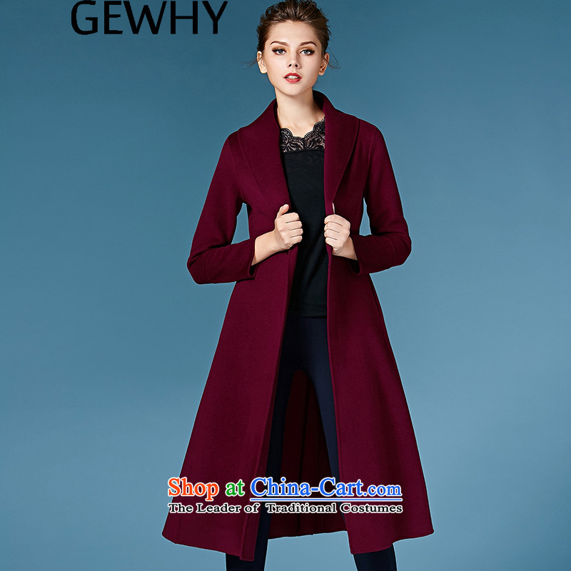   Double-side-Cashmere GEWHY coats female hair fall/winter coats? Western new products in the long strap a wool coat female aubergine L,GEWHY,,, shopping on the Internet