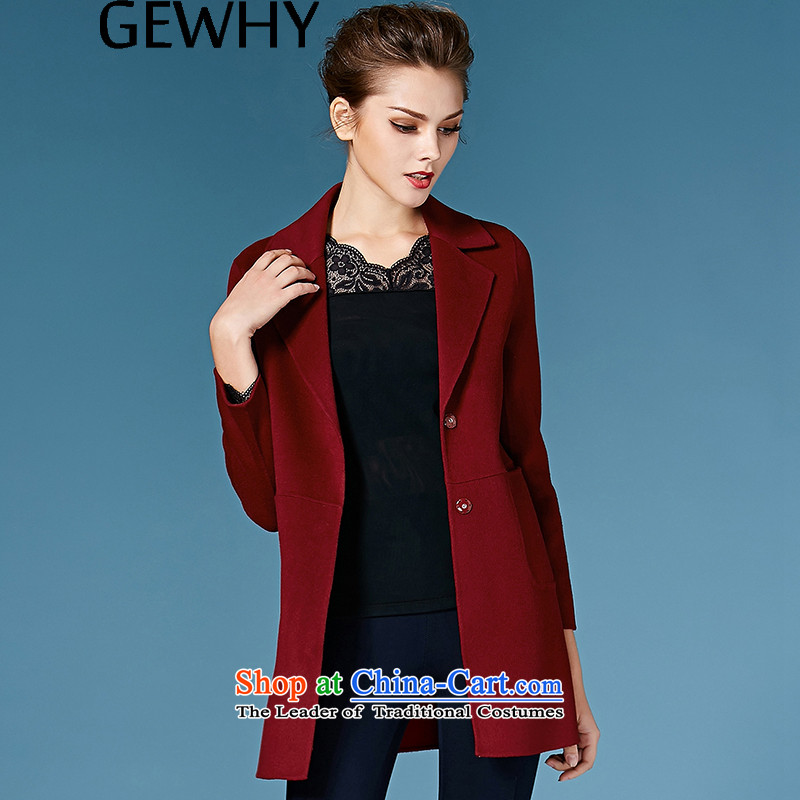 Gewhy 2015 autumn and winter new products non-duplexing cashmere overcoat female hair?? in Europe and the long overcoat so gross coats female dark red L,GEWHY,,, shopping on the Internet